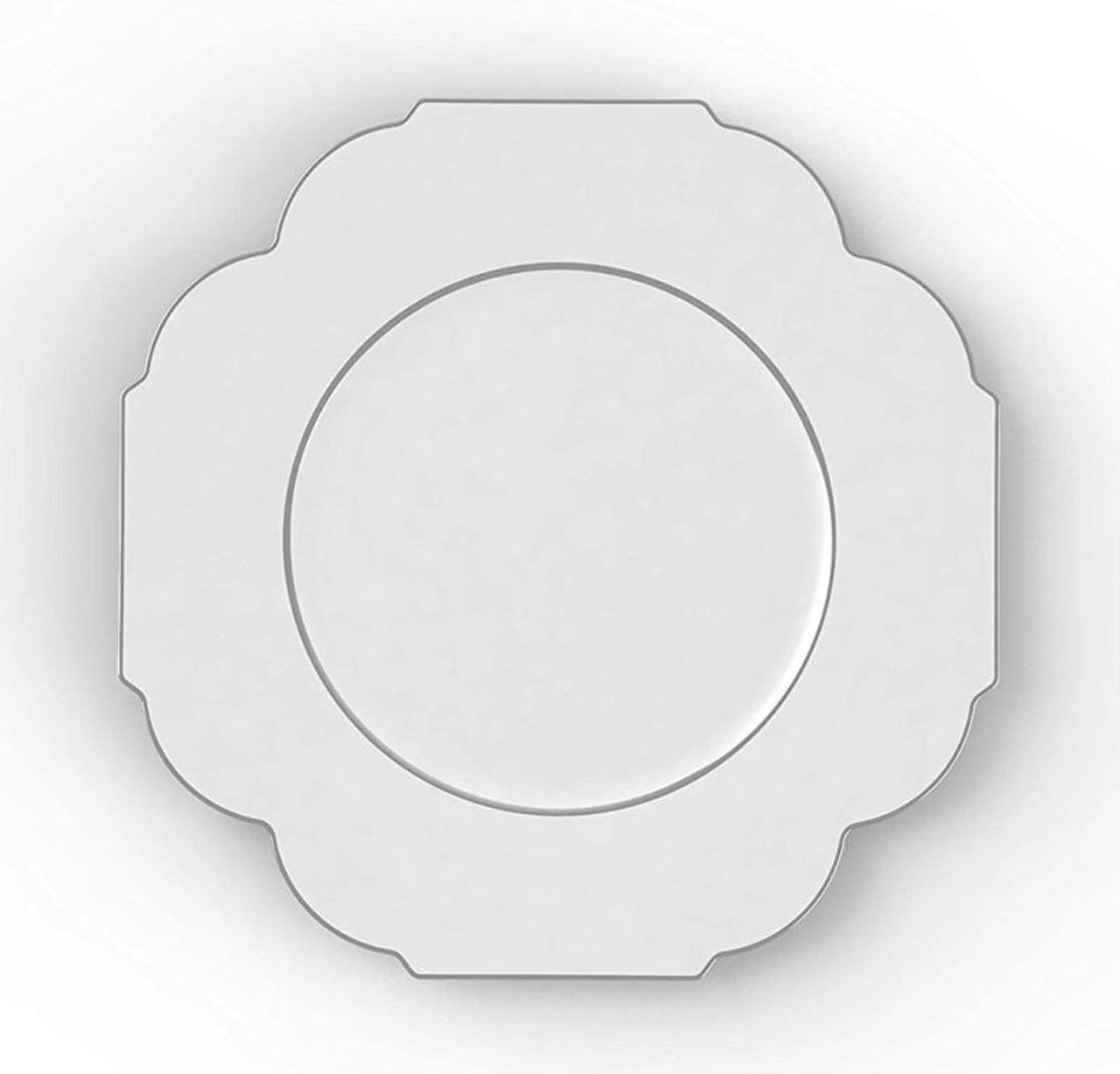 Party Source White w/ Silver Rim Plastic Salad Party Plates Count of 10