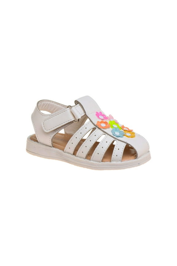 Flower Detail Closed Toe Toddler Girl Fisherman Style Sandals