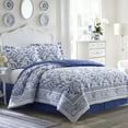 thumbnail image 1 of Laura Ashley  Charlotte Blue and White Floral Cotton 4-Piece Comforter Set, 1 of 2