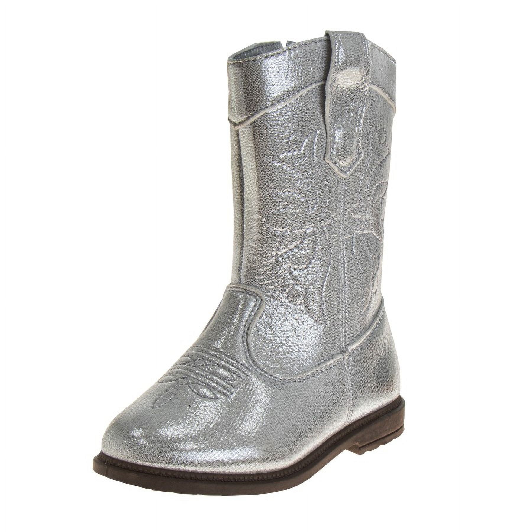 Laura Ashley Girls Cowgirl Boots. Little Kids Toddler Silver Metallic Size 5 Walmart