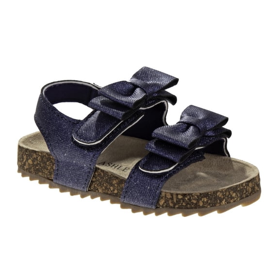 Laura Ashley Girls Footbed Hook And Loop Toddler Sandals, Navy, 10