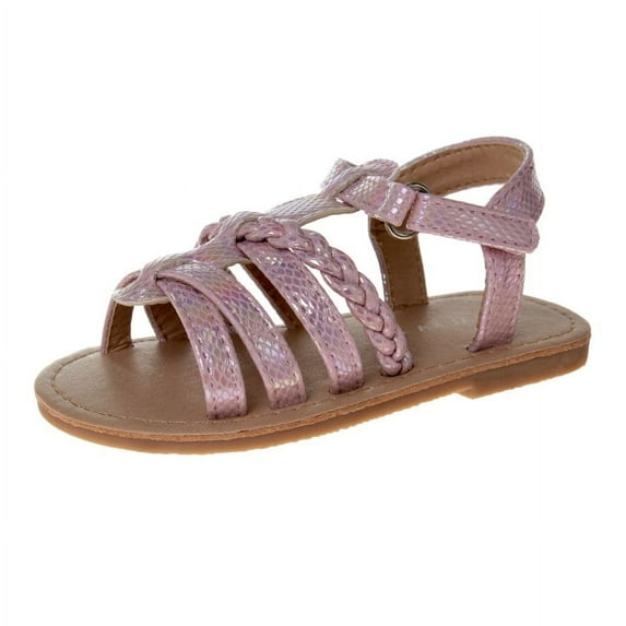 Laura Ashley Girls Hook and Loop Strappy Gladiator Sandals. (Toddler/Little Kids). - Pink, 9
