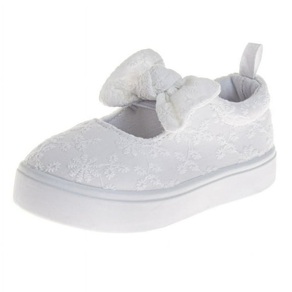 Laura Ashley Girls Mj Style Sneakers. (Toddler Little Kids), White, Size: 8