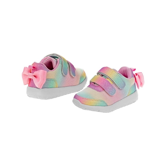 Laura Ashley Girls Pink & Teal Pastel Rainbow Bow-Accent Sneaker - 7