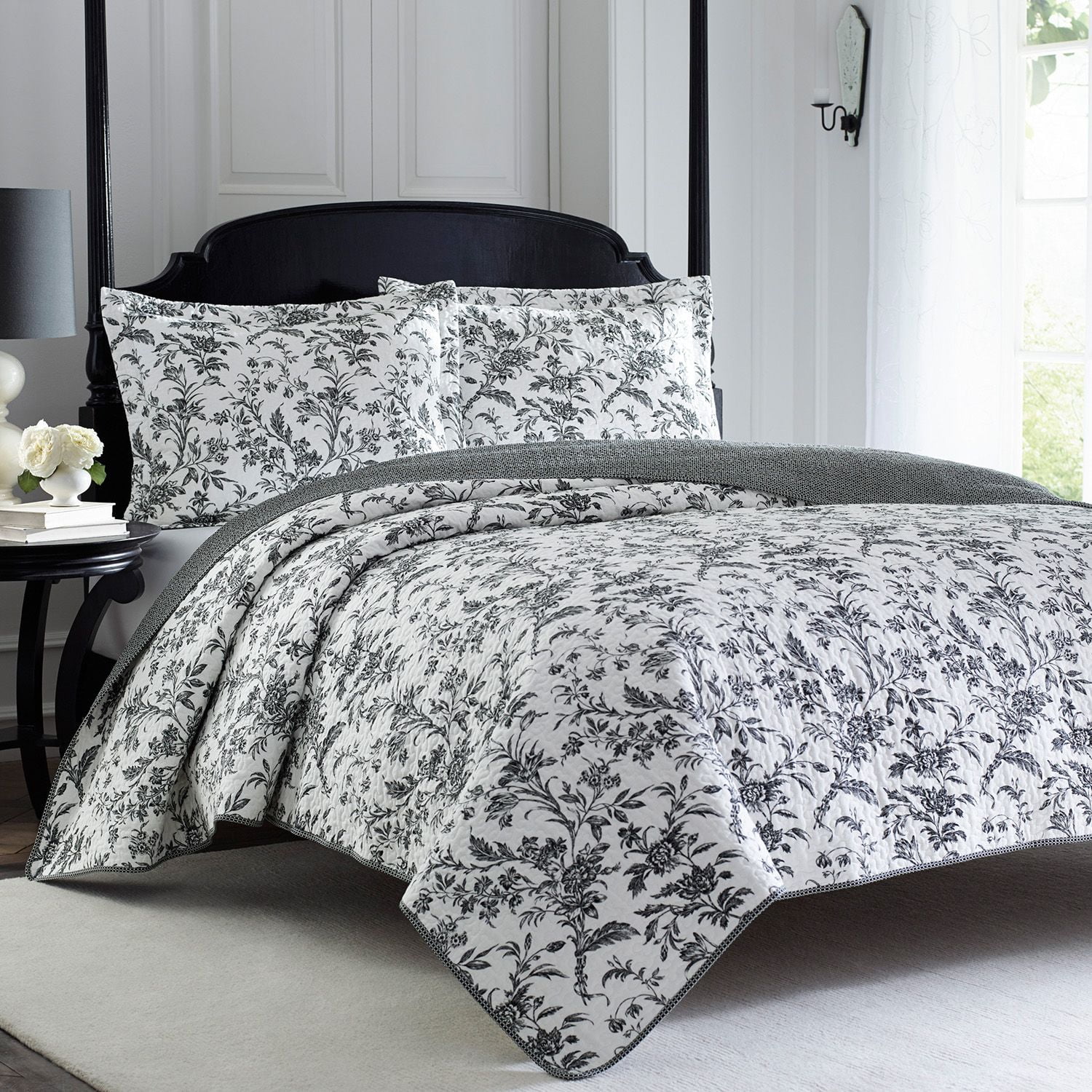 Twin Natural Cotton Reversible Quilt Set with Sham