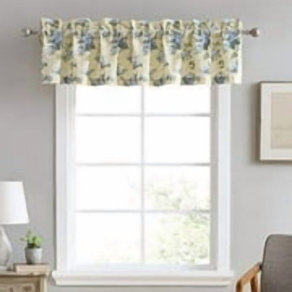 Laura Ashley Home | Cassidy Collection | Stylish Premium Hotel Quality Valance Curtain, Chic Decorative Window Treatment for Home Dcor, 86x15, Soft Yellow