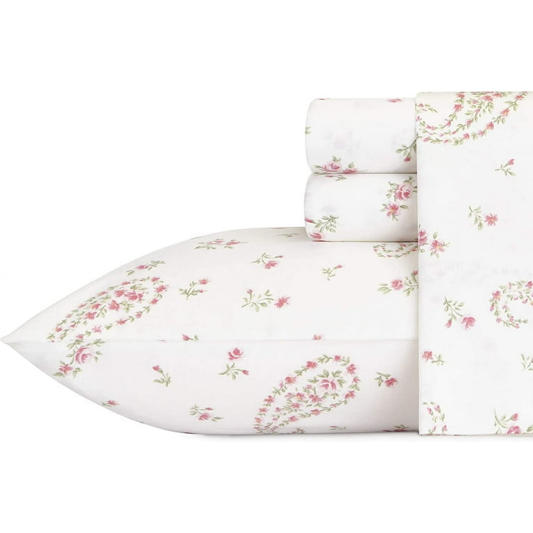 Laura Ashley Home King Sheet Set, Soft Sateen Cotton Bedding Set