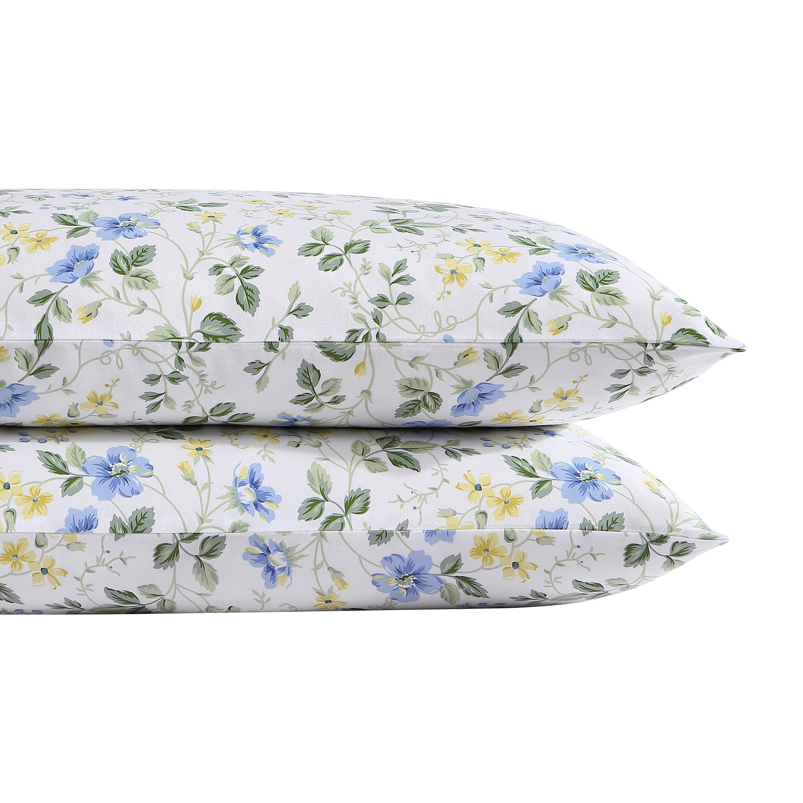 Meadow Floral Blue Cotton Sateen Standard Pillowcase Set