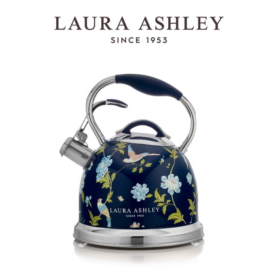 Laura Ashley Induction Stovetop Kettle, Stainless Steel Navy, 8.46 x 8.46 x 10.23 inches
