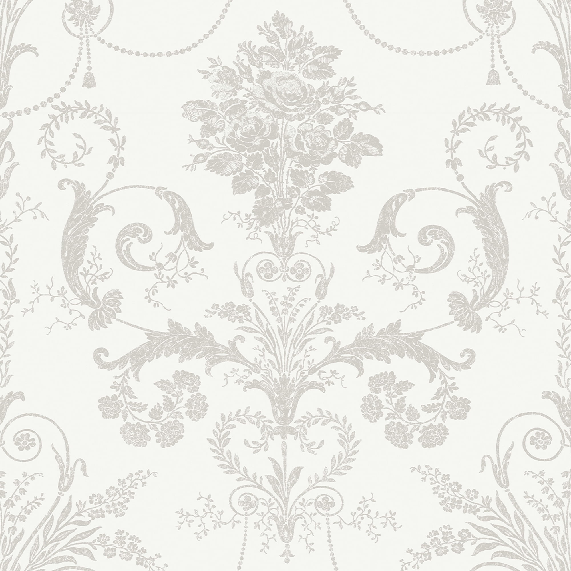 Laura Ashley Josette Dove Grey and White Wallpaper