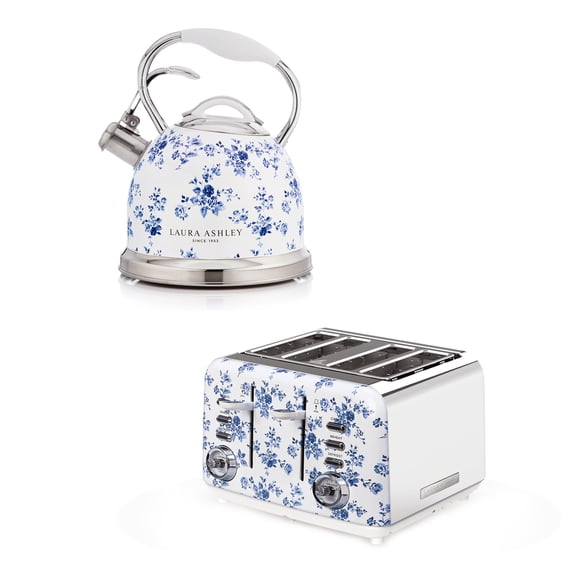 Laura Ashley Kettle & Toaster Set 3L Stove Top Kettle and 4 Slice Toaster China Rose