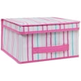 thumbnail image 1 of Laura Ashley  Kids Medium Collapsible Storage Box in Painterly Pink Stripe, 1 of 3