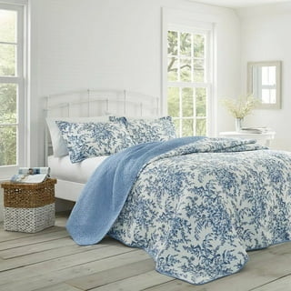 Laura Ashley Chloe 2-Piece Blue Floral Cotton Twin Comforter Set