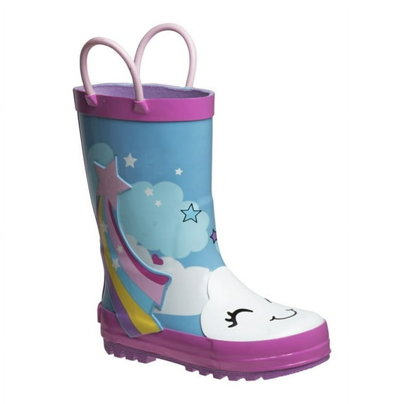 Laura Ashley Little Kids Girl Rain Boots , Blue Pink, 10