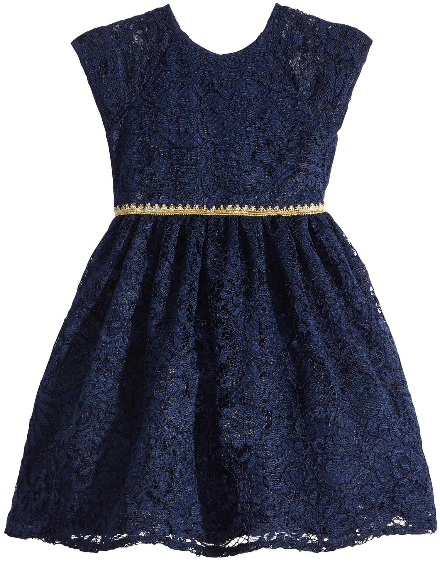 Laura Ashley London Baby Girls Metallic-Trim Lace Dress (4T/4