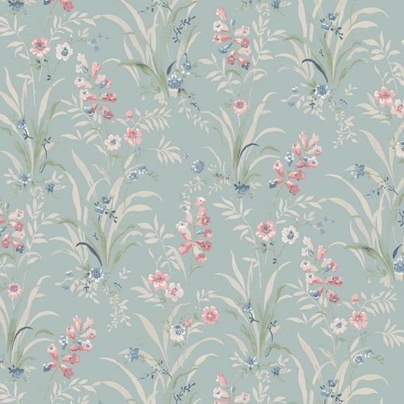 Laura Ashley Mosedale Posy Dark Duck Egg Blue Wallpaper