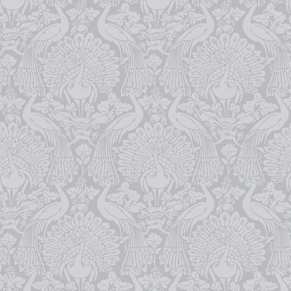 Laura Ashley Peacock Damask Pale Slate Wallpaper