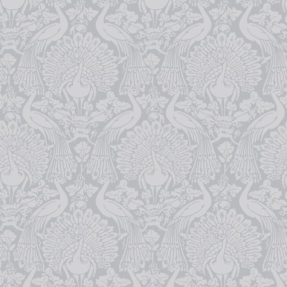 Laura Ashley Peacock Damask Pale Slate Wallpaper
