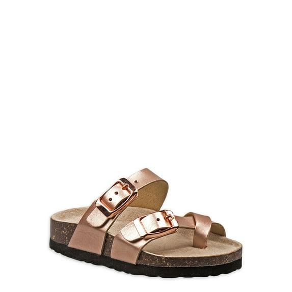 Laura Ashley Rose Gold Footbed Slide Sandal (Toddler Girls)