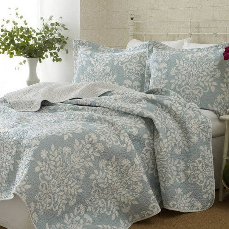 速達★Laura Ashley★Rowland Matelasseカバー3点setセミ/ダブル Laura Ashley Rowland Sage 3-piece Quilt Set - Walmart.com