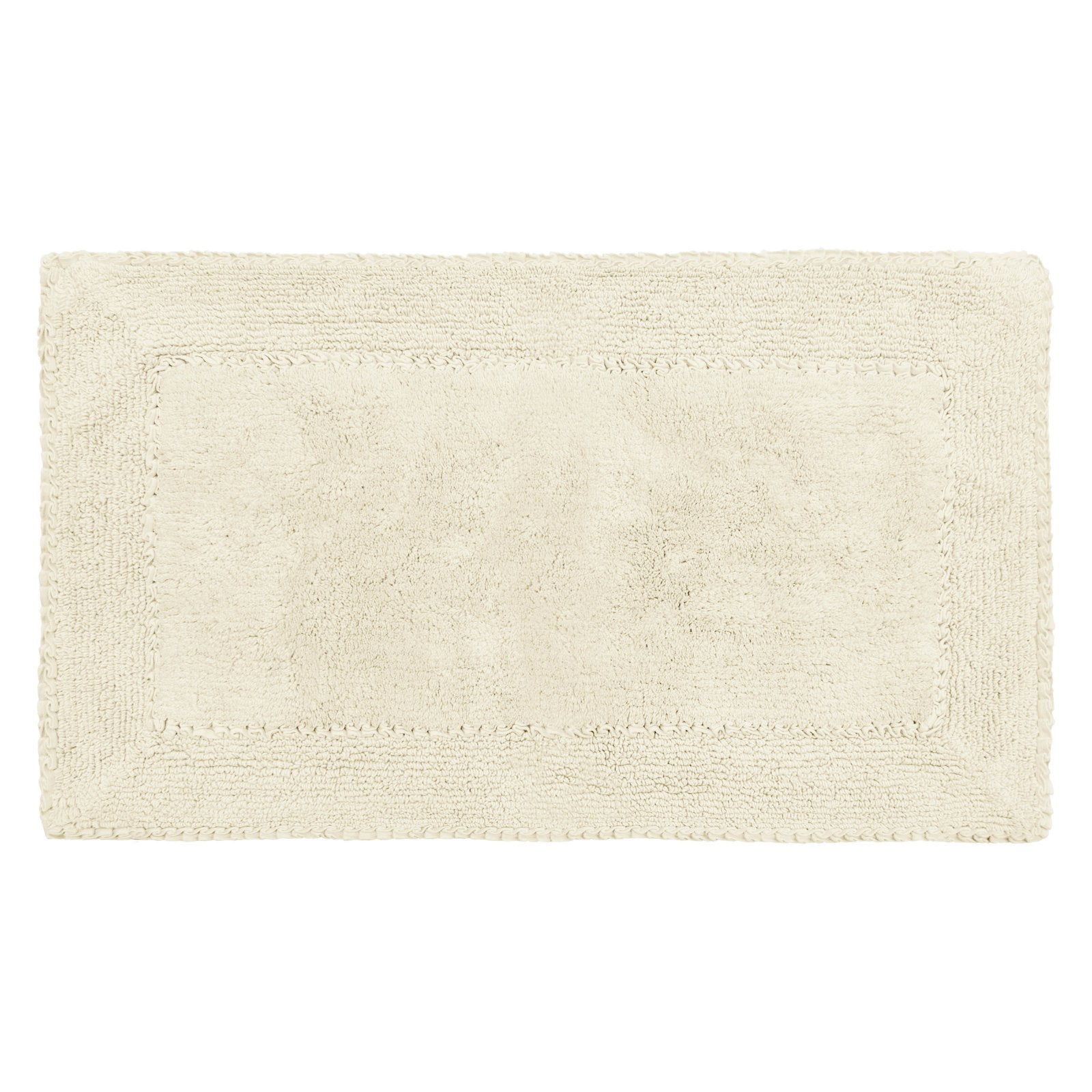 Ivory Cotton Ruffle Border 2-Piece Bath Rug Set