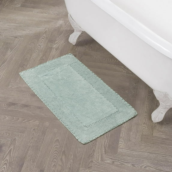 Laura Ashley Ruffled Cotton Bath Rug, 20¨ X 34¨ – Aqua