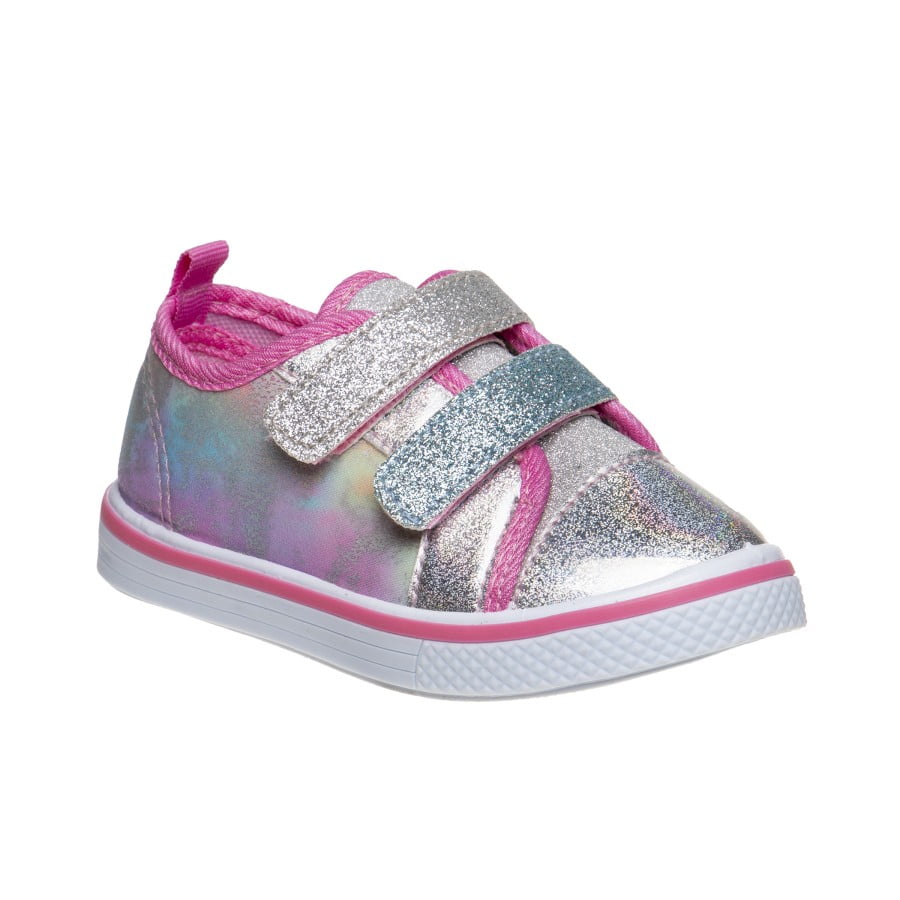 Laura Ashley Toddler Girls Hook And Loop Sneakers, Pink Silver, Size: 10