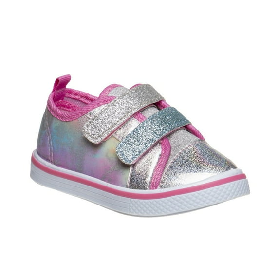 Laura Ashley Toddler Girls Hook And Loop Sneakers, Pink Silver, Size: 6
