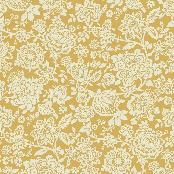 Laura Ashley Trailing Laurissa Pale Ochre Yellow Wallpaper