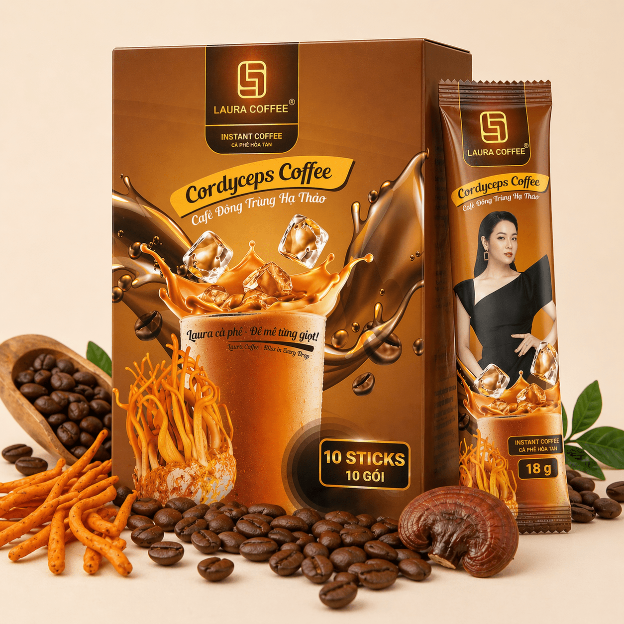 Laura Coffee Ca Phe Nhat Kim Anh 10 Pack/Box - Coffee Drink With