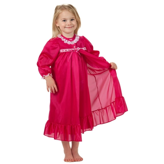 Laura Dare Girls Long Sleeve Traditional Peignoir Set in Solid Colors, 2T - 14