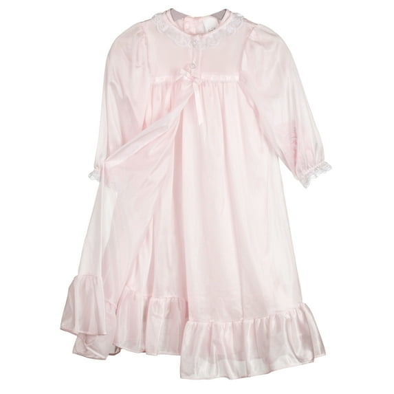 Laura Dare Girls Long Sleeve Traditional Peignoir Set in Solid Colors, 2T - 14