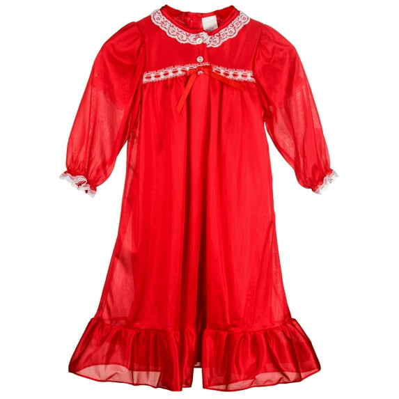 Laura Dare Girls Long Sleeve Traditional Peignoir Set in Solid Colors, 2T - 14
