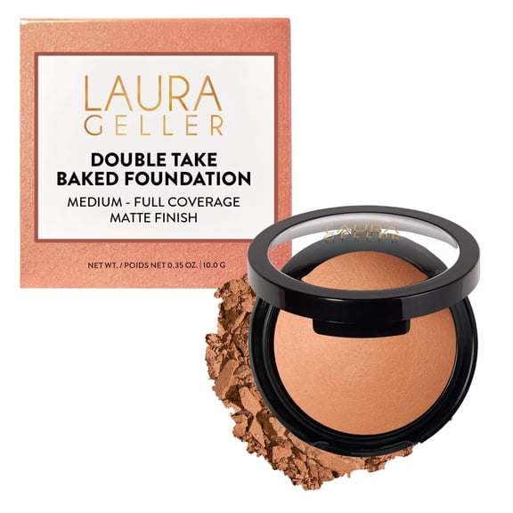 LAURA GELLER NEW YORK Baked Double Take Powder Foundation, Matte Finish Sand