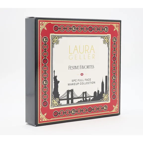 Laura Geller Festive Favorites 5-Piece Face & Eye Collection  Foundation, Eyeshadow, Eyeliner, Lip Balm & Brush