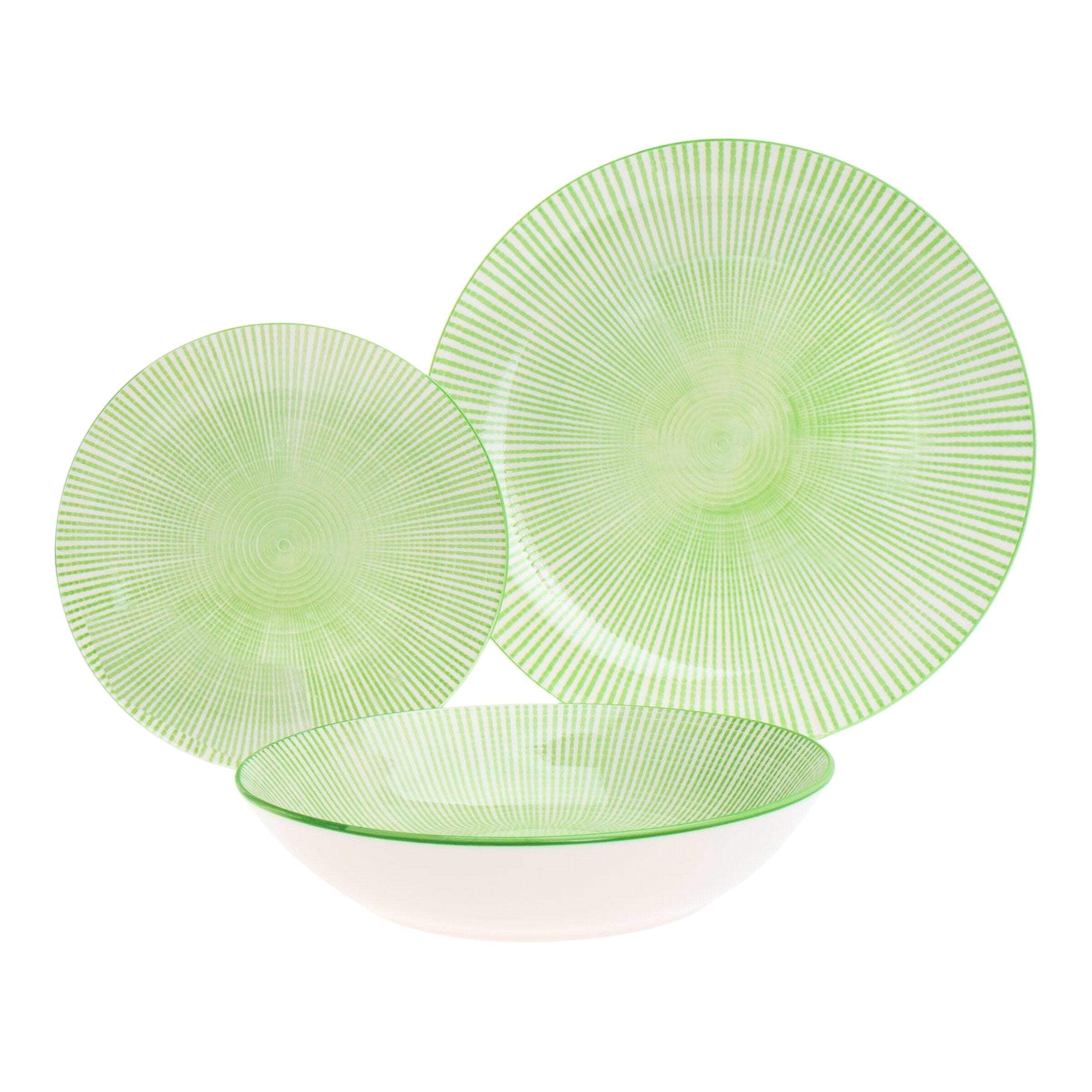 Sage and White Porcelain 12-Piece Dinnerware Set, Service for 4