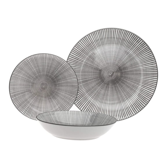 Laura Grey Porcelain 12 Piece Dinnerware Set, Service For 4