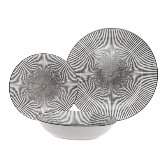 Laura Grey Porcelain 12 Piece Dinnerware Set, Service For 4