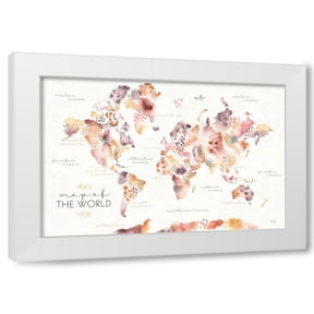 Laura Marshall 4x14 White Modern Wood Framed Wall Art Titled - Desert Blooms Map