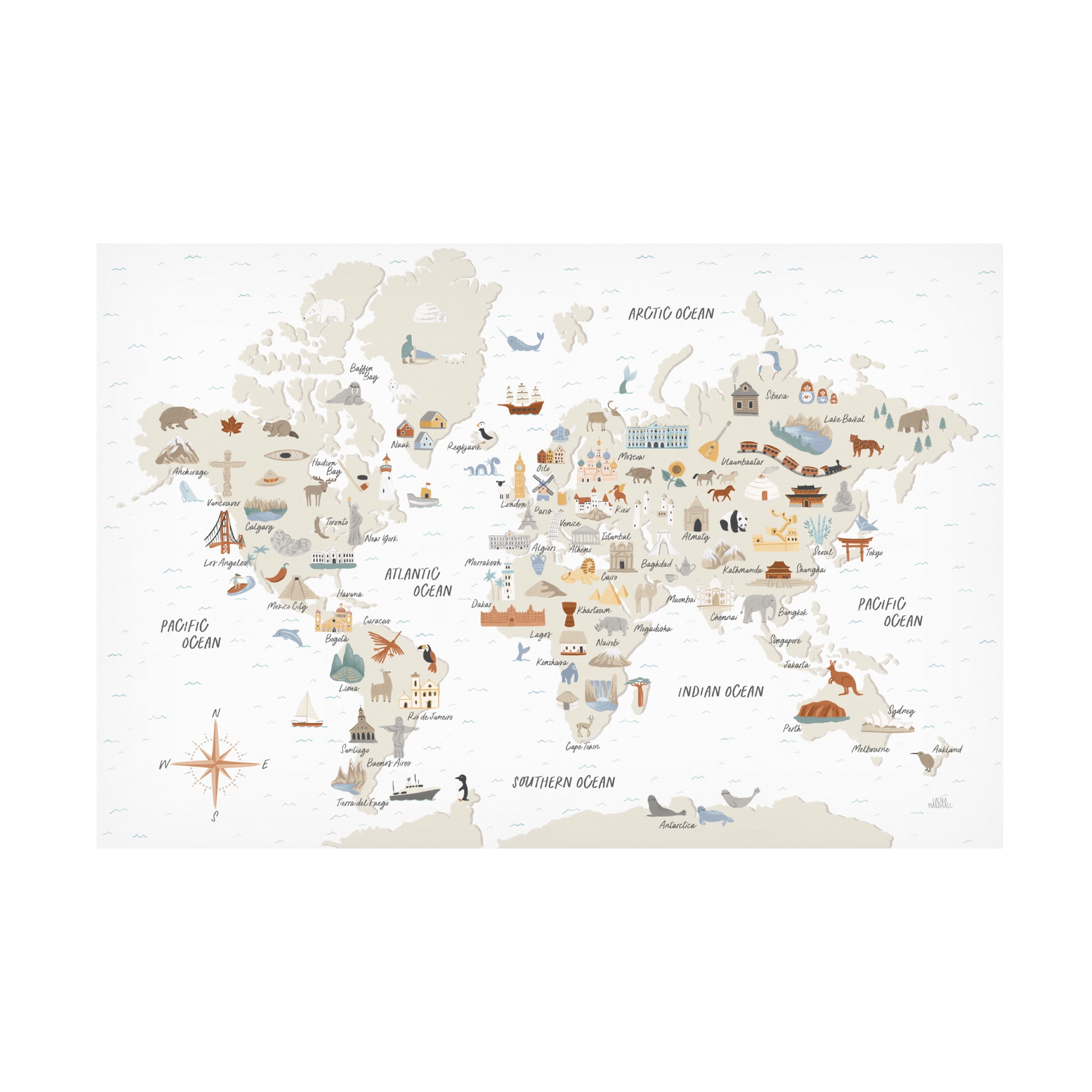 Laura Marshall 'Around the World I' Canvas Art