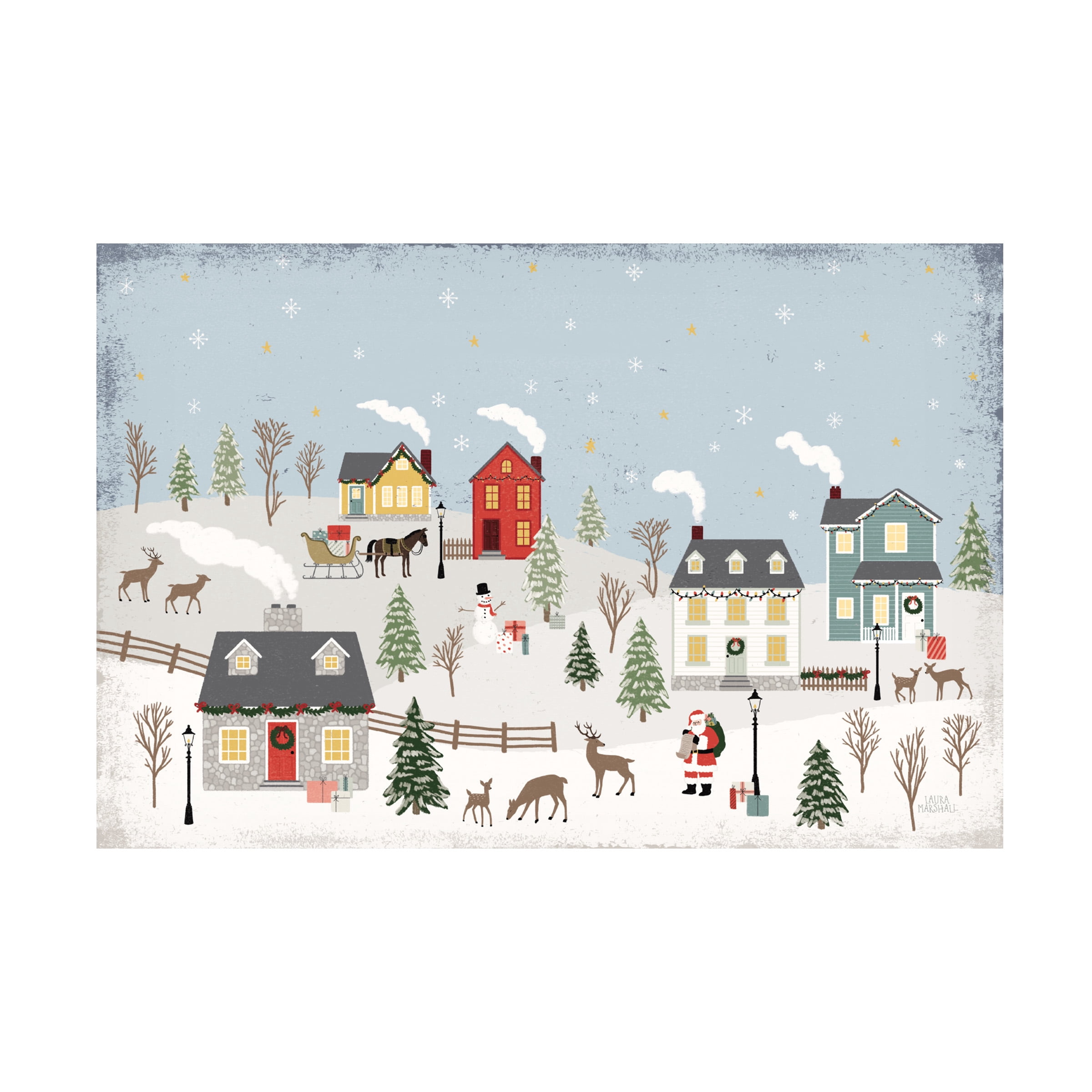 Laura Marshall 'Christmas Village II Day' Canvas Art