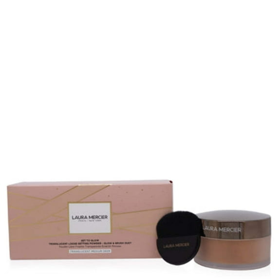 LAURA MERCIER MEDIUM DEEP LAURA MERCIER/"SET TO GLOW" TRANSLUCENT MEDIUM DEEP LOOSE POWDER & BRUSH DUET
