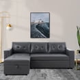 thumbnail image 1 of Laura Reversible Sectional Sofa Bed with Storage-Color:Dark Gray,Fabric:Air Leather, 1 of 10