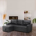 thumbnail image 1 of Laura Reversible Sleeper Sectional Sofa Storage Chaise-Color:Black,Fabric:Air Leather, 1 of 5