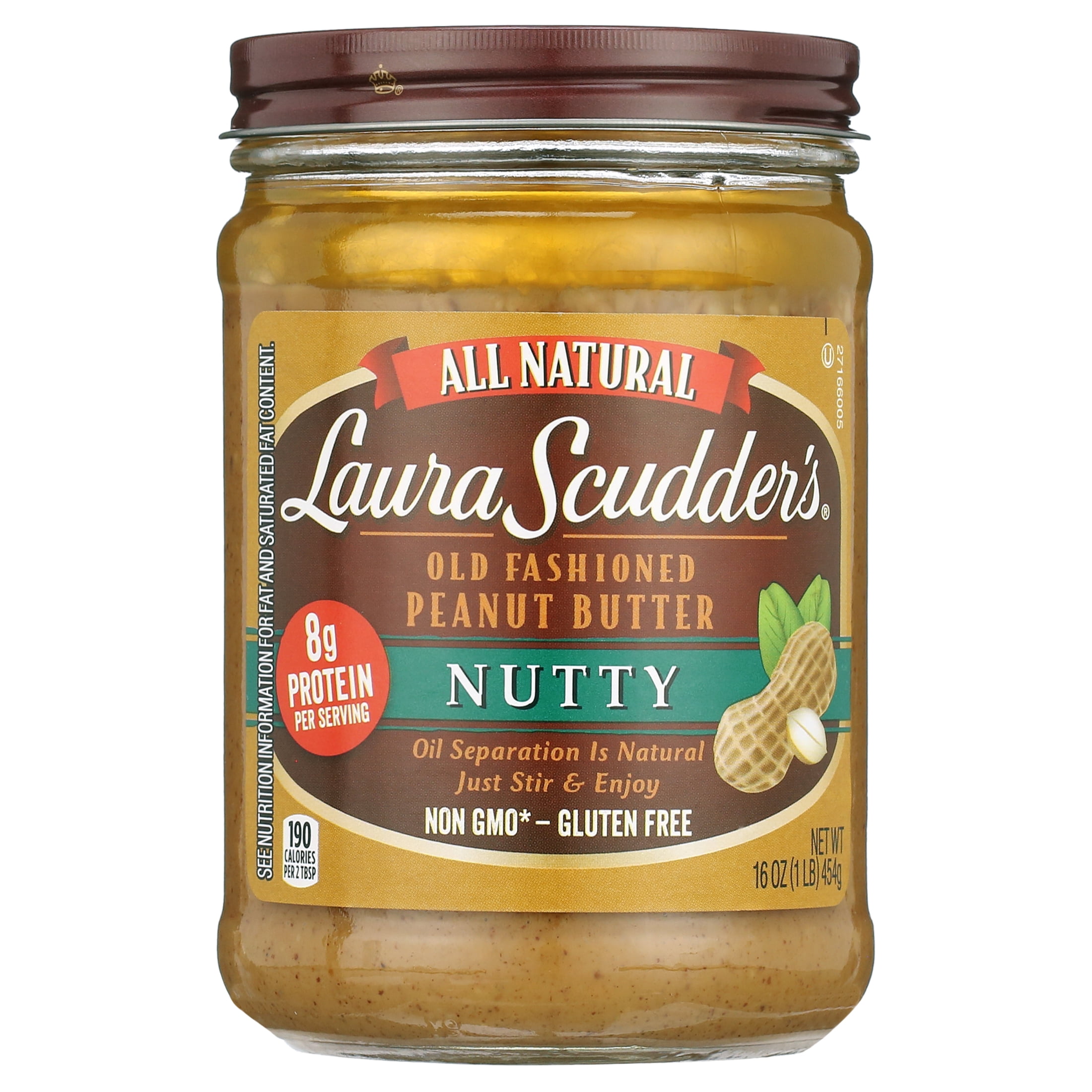 Laura Scudder's Natural Nutty Peanut Butter, 16-Ounce Jar
