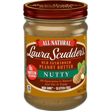 Laura Scudder's All Natural Nutty Peanut Butter, 16 oz Jar