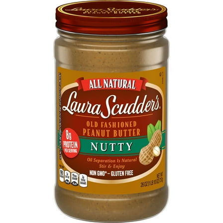 Laura Scudder's All Natural Nutty Peanut Butter, 26 oz Jar