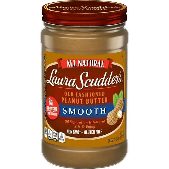 Laura Scudder's All Natural Smooth Peanut Butter, 26 oz Jar