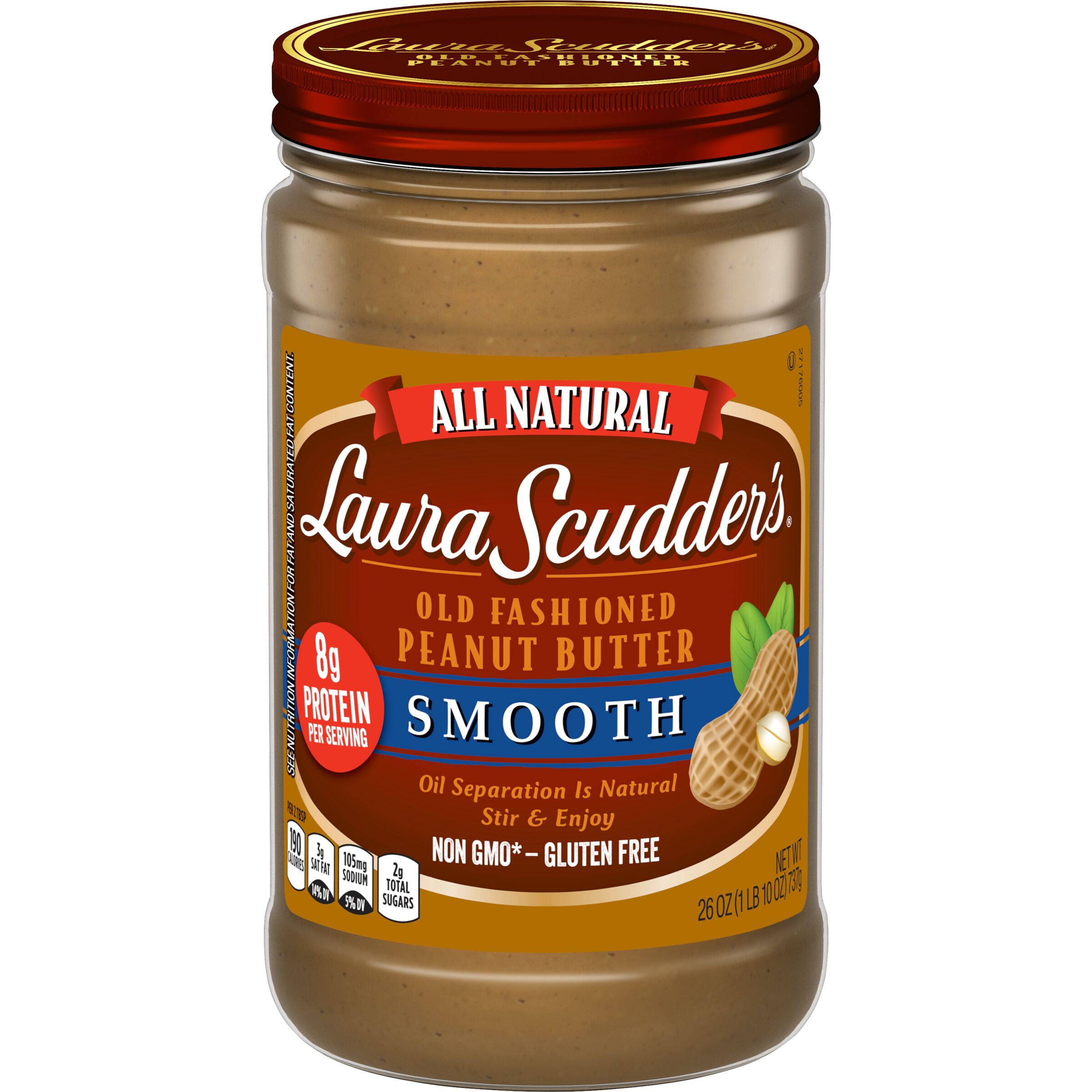 Laura Scudder's Natural Smooth Peanut Butter, 26-Ounce Jar