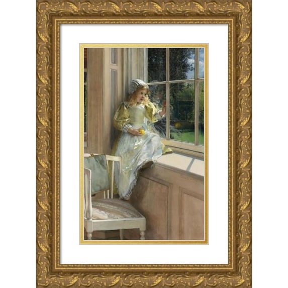 Laura Theresa Alma-Tadema 17x24 Gold Ornate Framed and Double Matted Museum Art Print Titled - A Looking Out o-Window, Sunshine